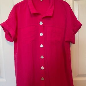 John Mark Fuchsia Button-Up Blouse